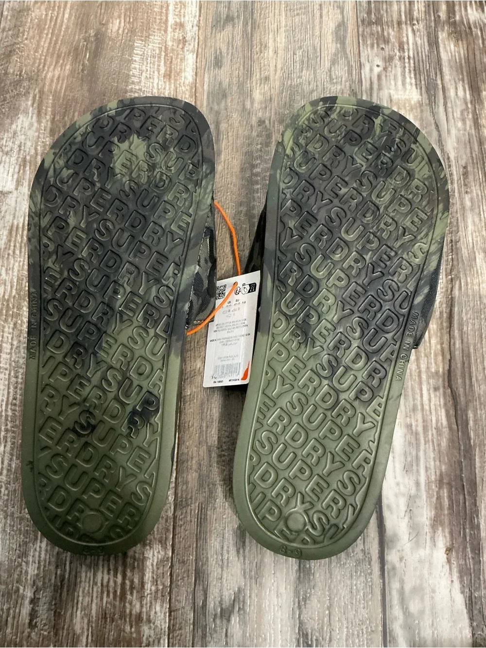 Superdry Olive Green Camo Slide Sandals Size 9-10